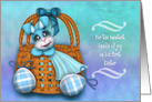 1st Easter for a Boy, Adorable Blue Baby Bunny in a Basket card