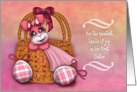 1st Easter for a Girl, Adorable Pink Baby Bunny in a Basket card