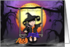 Halloween for a Great Granddaughter Little Witch on a Swing card