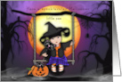 Halloween for a Young Girl Little Witch on a Swing card