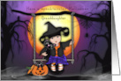 Halloween for a Granddaughter Little Witch on a Swing card