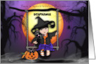 Halloween Customize with Any Name Little Witch on a Swing card
