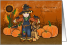 Halloween for a Grandson Scarecrow with His Puppy Pumpkin Patch card