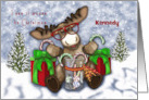 Christmas Customize with any Name a Moose with Glasses card