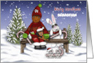 Merry Christmas Customize Any Name an Ethnic Little Boy Bench Animals card