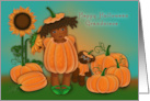 Halloween Grandniece, Ethnic Girl in Pumpkin Patch card