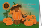 Halloween Great Granddaughter Ethnic Girl in Pumpkin Patch card