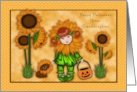 Halloween Great Granddaughter Sunflower Girl with Dachshund card