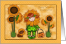 Halloween Stepdaughter Sunflower Girl with Dachshund card