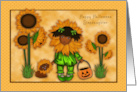 Halloween Stepdaughter Sunflower Ethnic Girl with Dachshund card