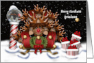 Christmas for Grandniece Nine Reindeer in Sleigh North Pole card