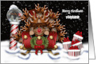 Christmas Customize with Any Name Nine Reindeer in Sleigh North Pole card