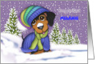 Christmas Customize with Any Name Dachshund Dressed for Winter card