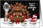 First Christmas Granddaughter Nine Reindeer in Sleigh North Pole card