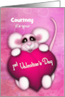 1st Valentine’s Day Customize with Any Name Sweet Mouse With a Heart card