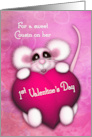 1st Valentine’s Day for a Cousin Sweet Mouse With a Heart card