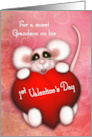 1st Valentine’s Day for a Grandson Sweet Mouse With a Heart card