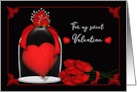 For your Sweet Valentine Red Heart Under Glass with Roses card