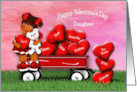 Valentine for Ethnic Young Daughter Girl in Wagon full of Hearts card