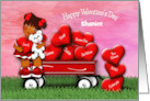 Valentine for Ethnic Girl Customize with Any Name Wagon full of Hearts card