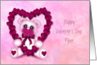 Valentine for Customize with Any Name, Pink Teddy Bear Holding a Heart card