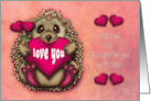 Valentine for a Great Niece Hedgehog Holding a Heart and Flowers card