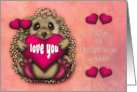 Valentine for a Grandniece Hedgehog Holding a Heart and Flowers card