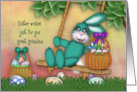 Easter for a Great Grandson Bunny on a Swing with Basket Full Bunnies card