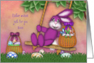 Easter for a Niece Bunny on Swing Basket Full Bunnies card