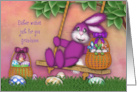 Easter for a Grandniece Bunny on Swing Basket Full Bunnies card