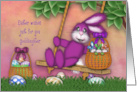 Easter for a Goddaughter Bunny on Swing Basket Full Bunnies card
