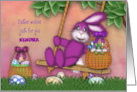 Easter Customize with Any Name Bunny on Swing Basket Full Bunnies card