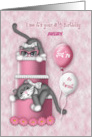 5th Birthday Customize with Any Name Kitten with Glasses on a Cake card