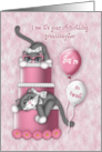 1st Birthday for a Granddaughter Kitten with Glasses on a Cake card
