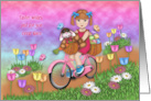 Easter for Great Niece Little Girl on a Bike Bunny in a Basket card