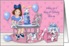 5th Birthday for a Young Girl Party with Her Kittens and Puppy card