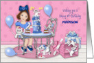 5th Birthday Customize with Any Name Party with Her Kittens and Puppy card