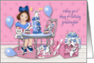 4th Birthday for a Granddaughter Party with Kittens and a Puppy card