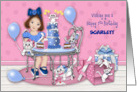 7th Birthday Customize with Any Name Party with Kittens and a Puppy card