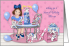9th Birthday for a Young Girl Party with Kittens and a Puppy card