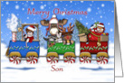 Christmas Train For a Son Santa Bear and Forrest Animals card