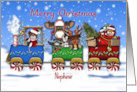 Christmas Train For a Nephew Santa Bear and Forrest Animals card