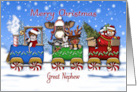 Christmas Train For a Great Nephew Santa Bear and Forrest Animals card