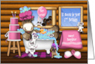 2nd Birthday For a Young Daughter Moose in Tub Forrest Animals card
