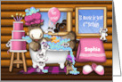 4th Birthday Customize With Any Name Moose in Tub Forrest Animals card