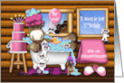 5th Birthday For A Young Girl Moose in Tub Forrest Animals card