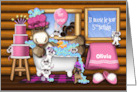 5th Birthday Customize With Any Name Moose in Tub Forrest Animals card