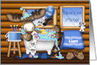 3rd Birthday Customize With Any Name Moose in a Tub Mice and Animals card