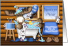 3rd Birthday For a Young Boy Moose in a Tub With Mice and Animals card