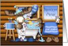 4th Birthday For a Great Grandson Moose in a Tub With Mice and Animals card